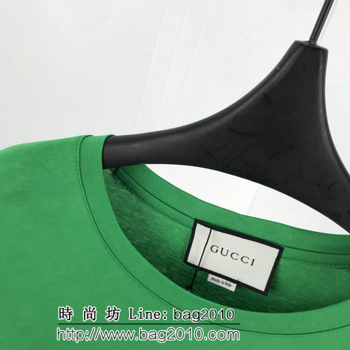 GUCCI古馳 19ss早春新款 糖果色系列 簡單印花logo 絲光棉短袖 百搭款 男女同款 ydi1838